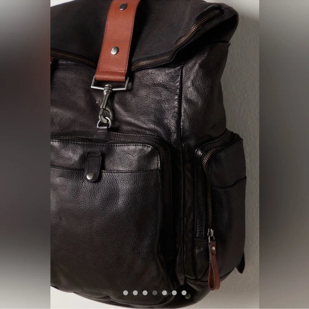 Leather Backpack - Black Men’s Everyday Backpack - Picture 4 of 9